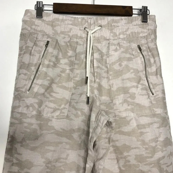 Athleta Cabo Tide Linen Jogger Tan Khaki Camo Print Size 4 - Picture 3 of 12